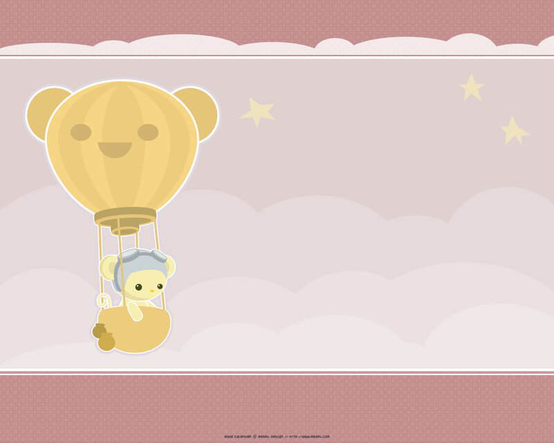 cute bear in hot air balloon