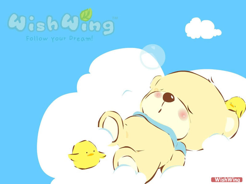 cute bear sleeping on cloud