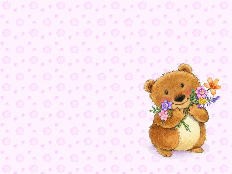 cute bear with flowers