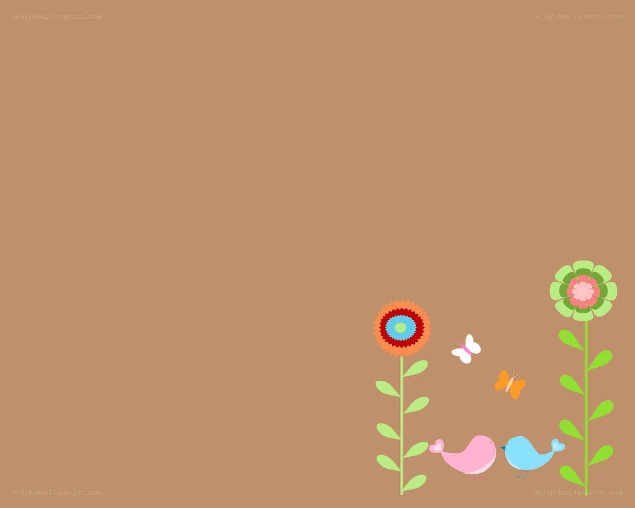 cute birds and flowers