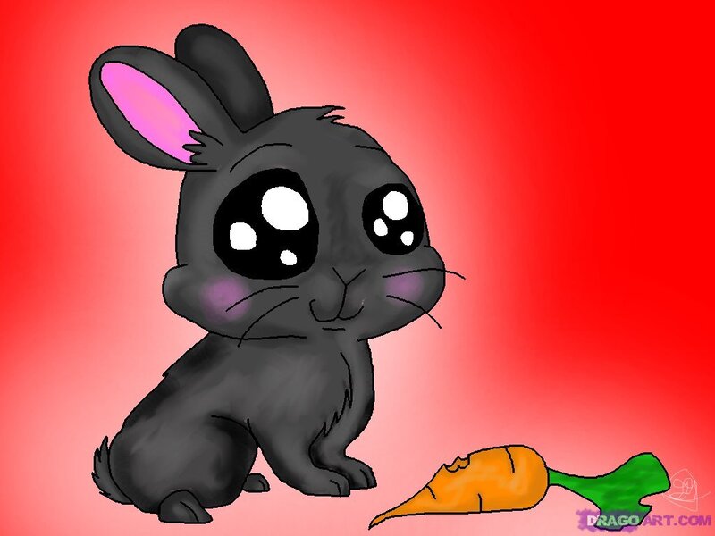 cute black bunny with carrot