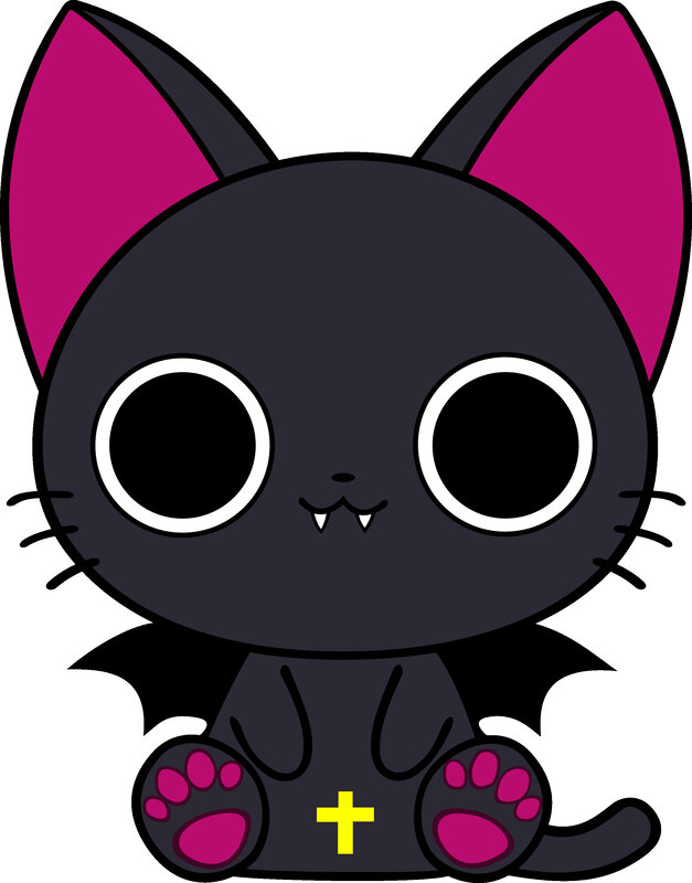 cute black cat with bat wings