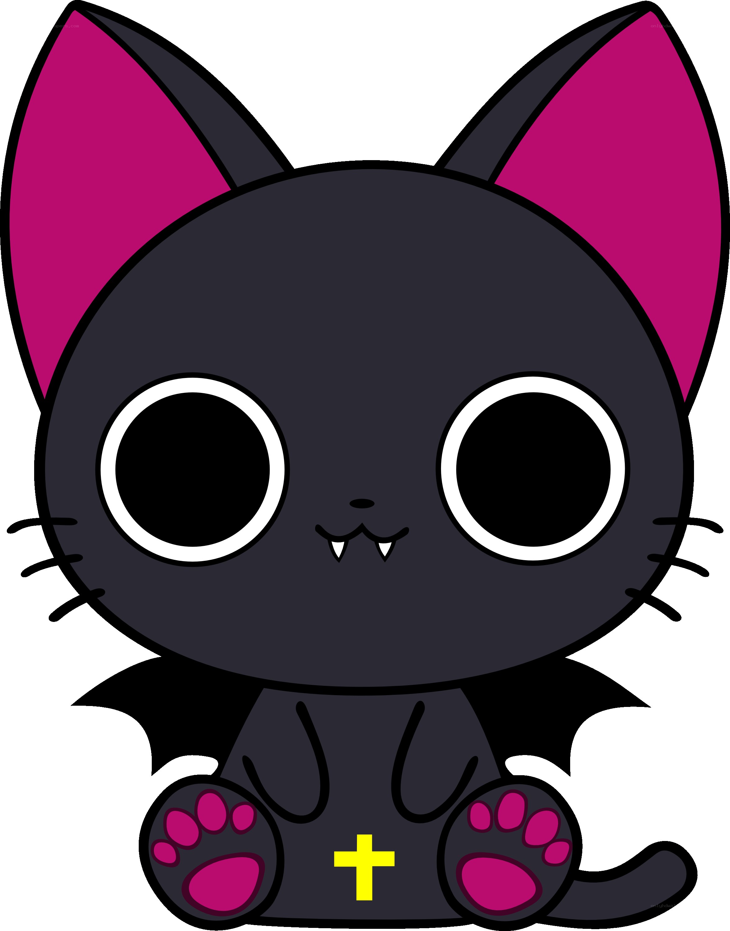 cute black cat with bat wings