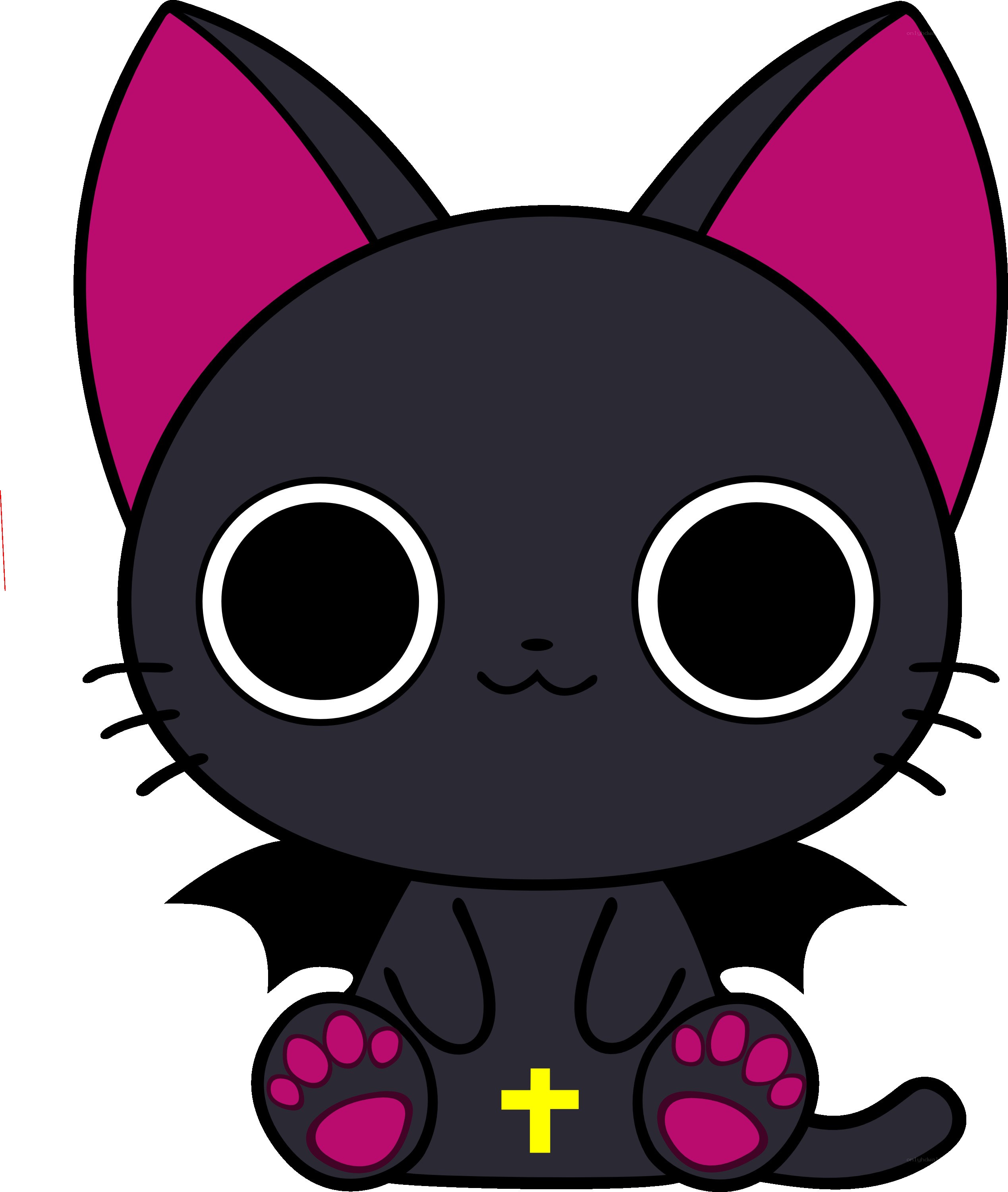 cute black cat with bat wings