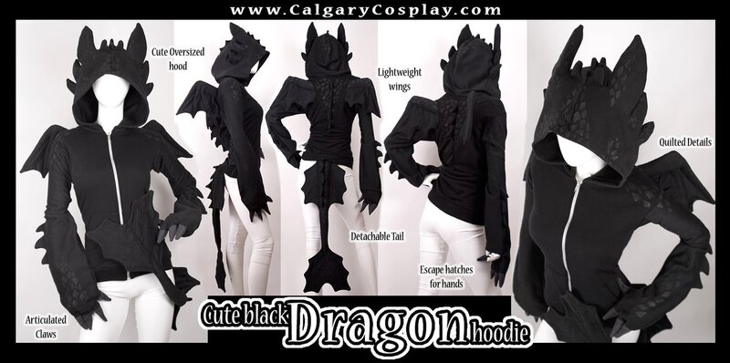 Cute black dragon hoodie