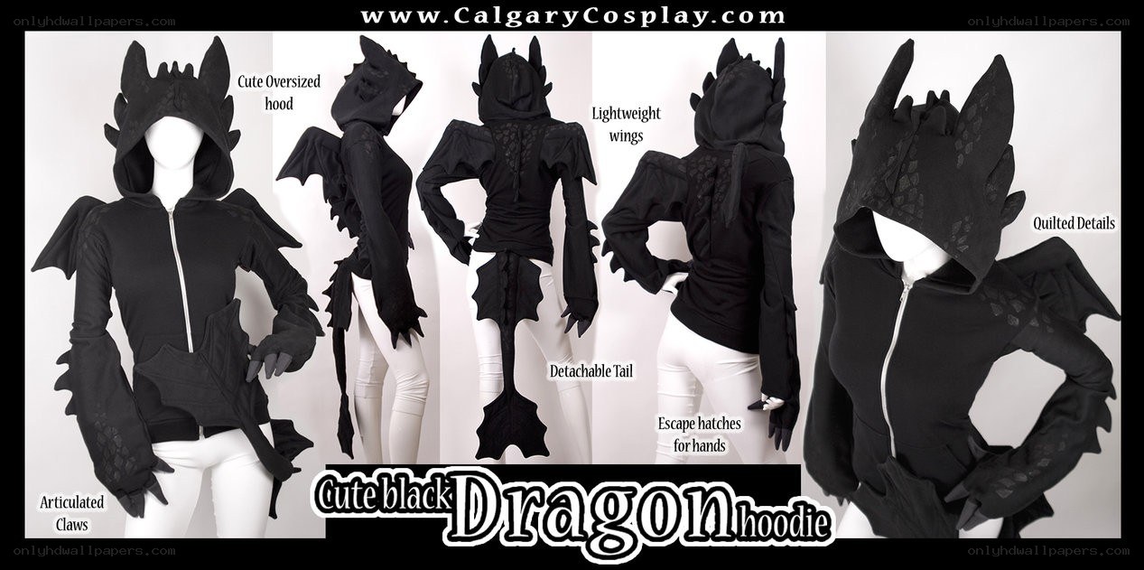 Cute black dragon hoodie
