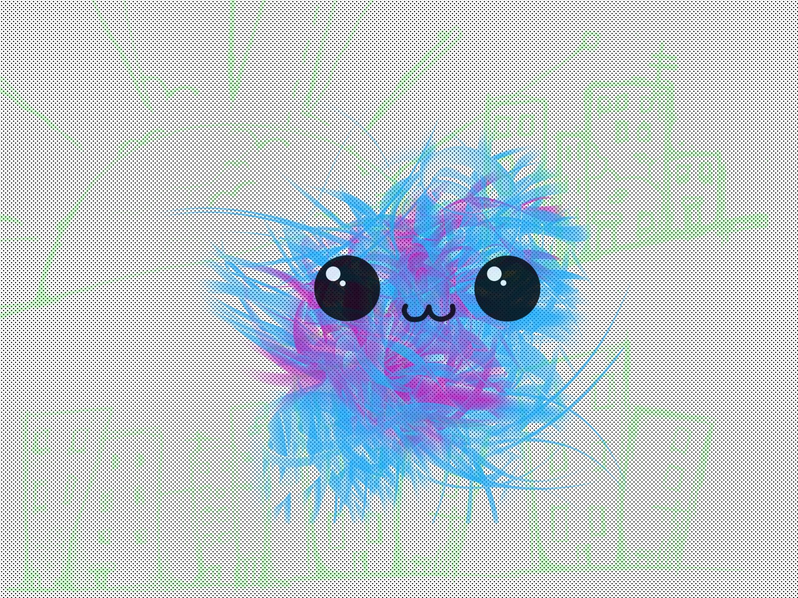 cute blue fluffy creature