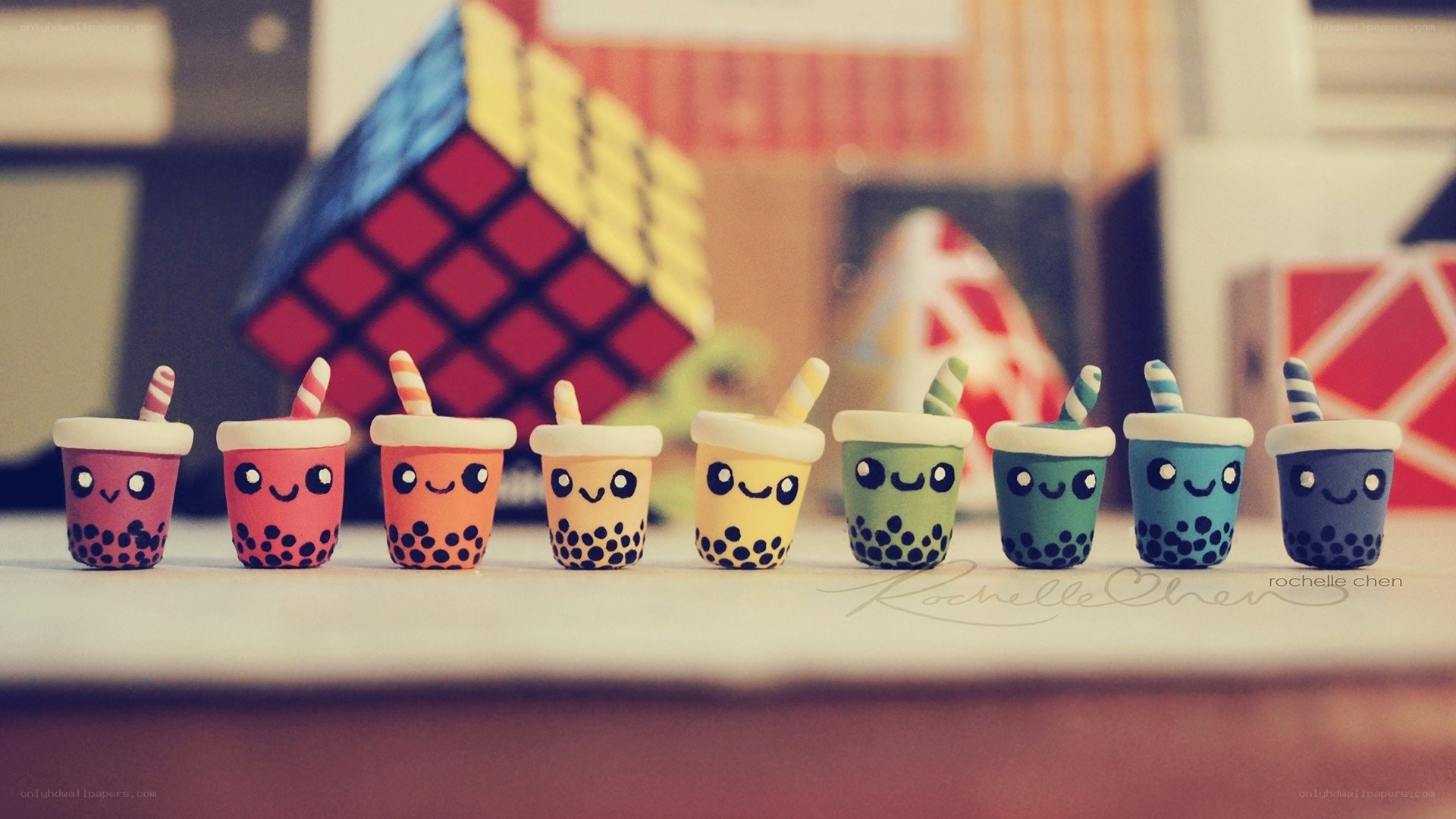 Cute boba tea figurines