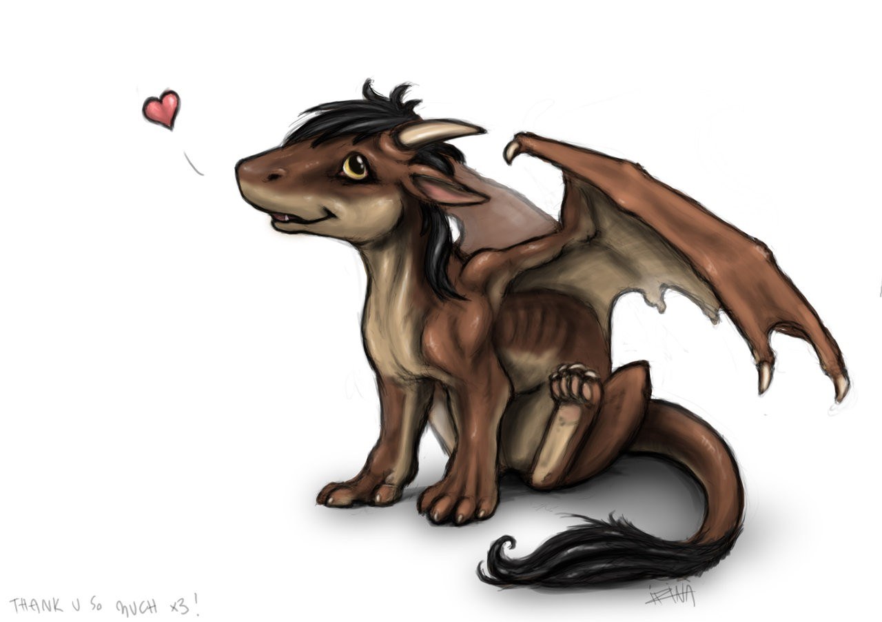 cute brown dragon with heart