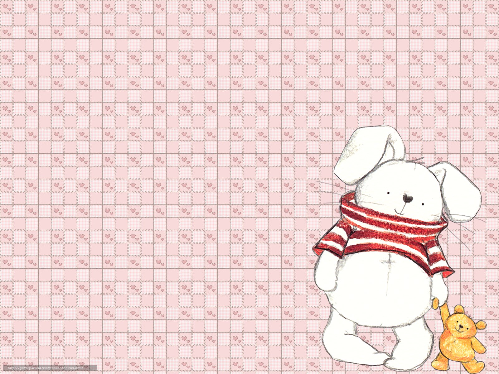 cute bunny with teddy bear