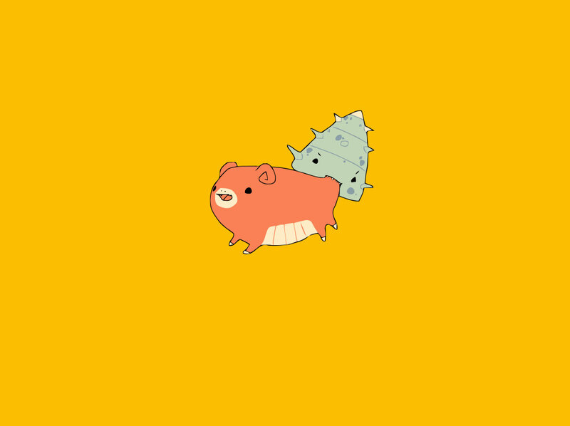 cute cartoon animals on yellow
