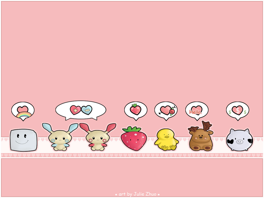 cute cartoon characters on pink