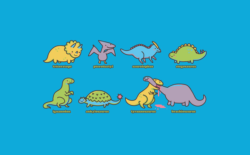 Cute cartoon dinosaurs