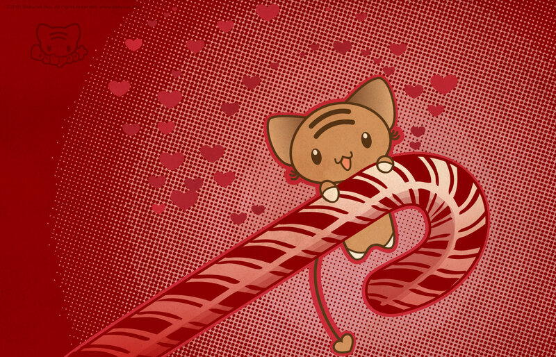 cute cat with candy cane