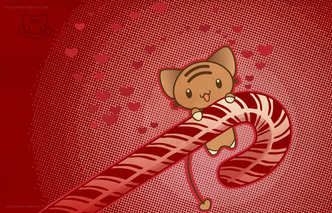cute cat with candy cane