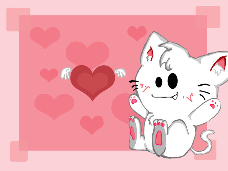 cute cat with hearts