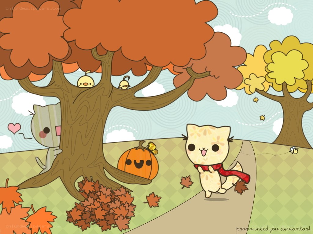 cute cats in autumn