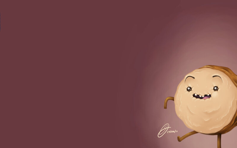 Cute character on maroon background
