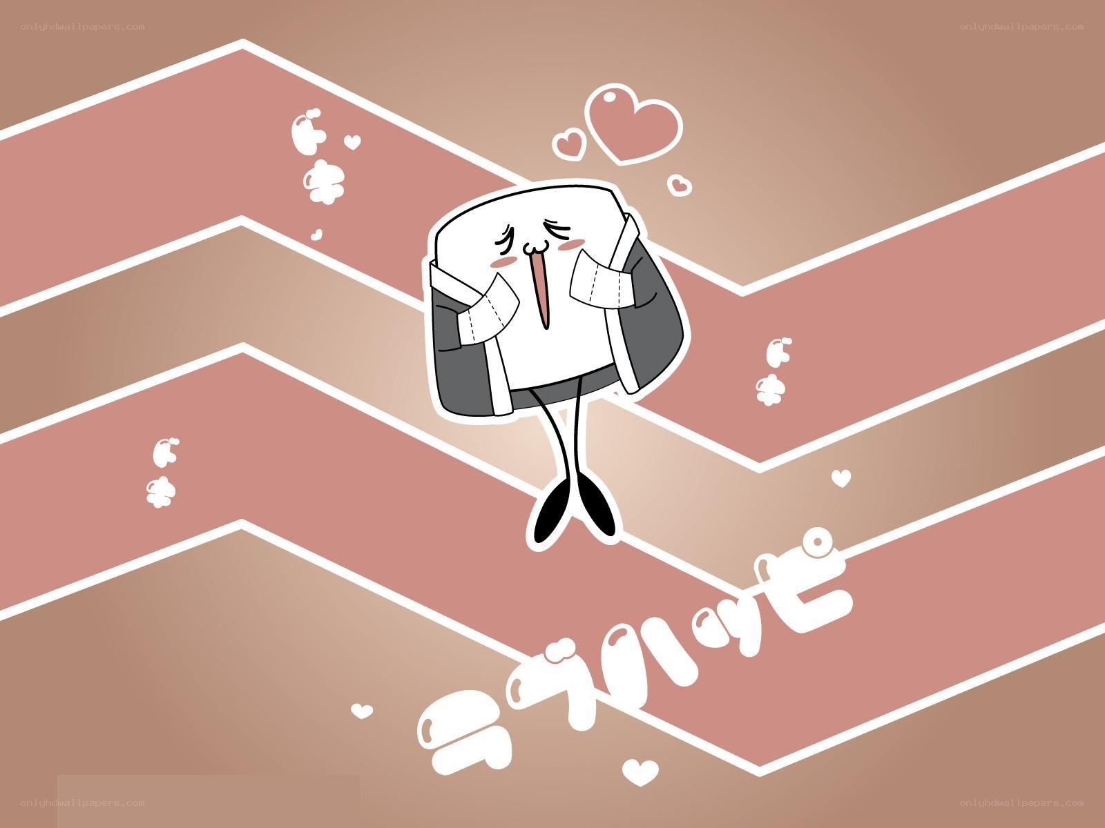 cute character with hearts