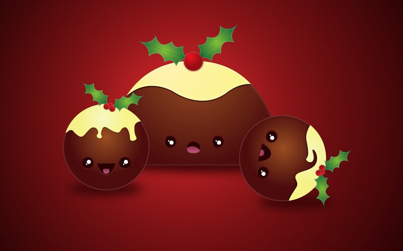 cute christmas pudding characters