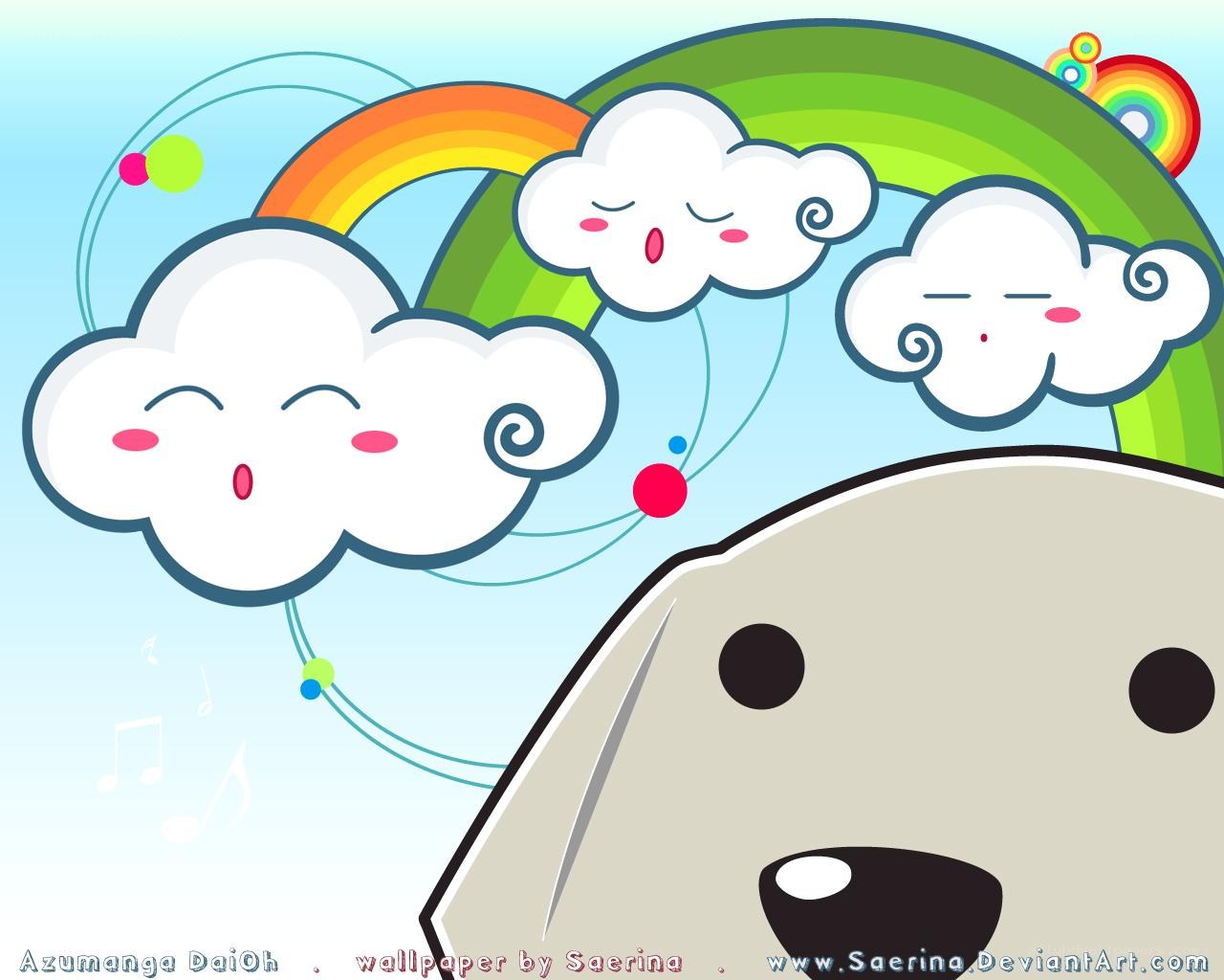 cute clouds and rainbow