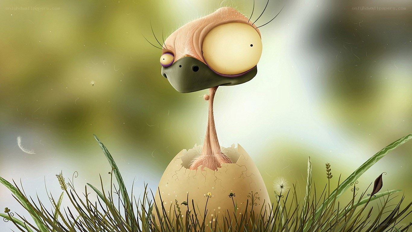 cute creature hatching from egg
