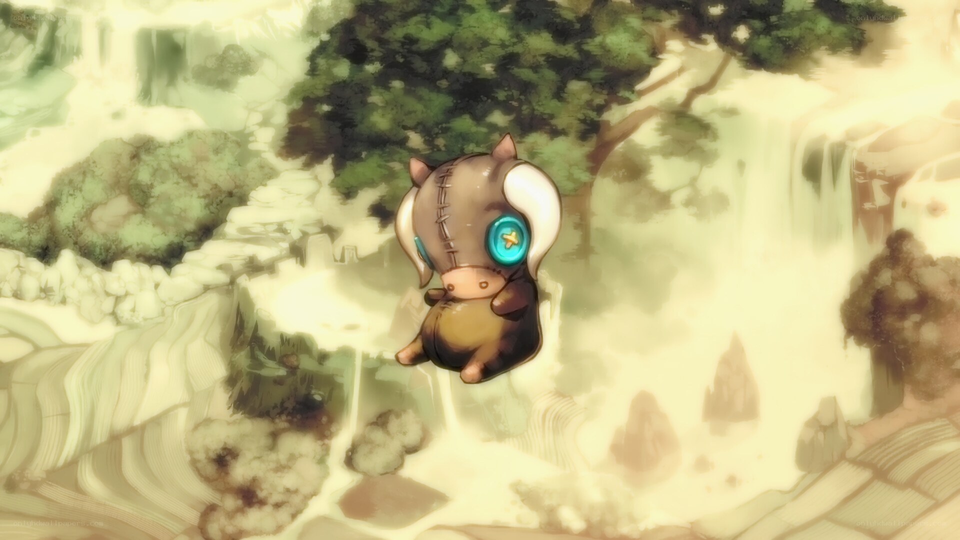 cute creature in a misty landscape