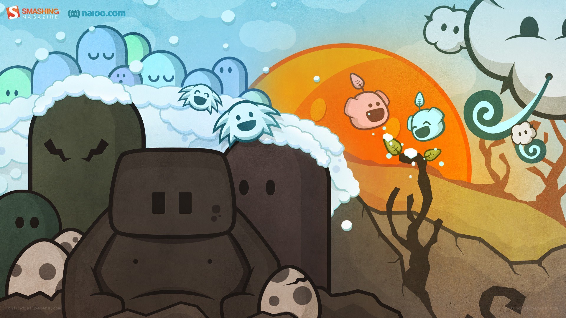 Cute creatures in a colorful world