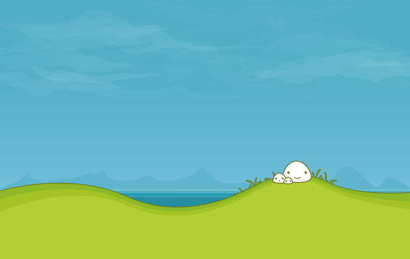 Cute creatures on a hill
