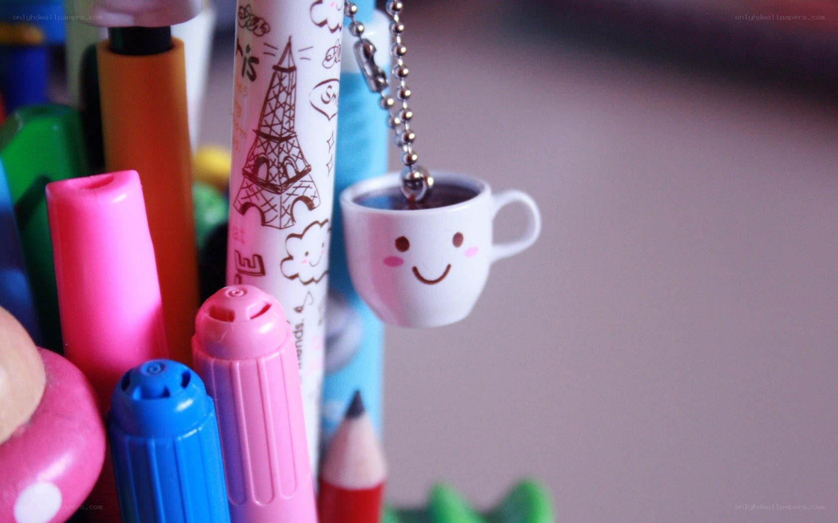 cute cup keychain with pens