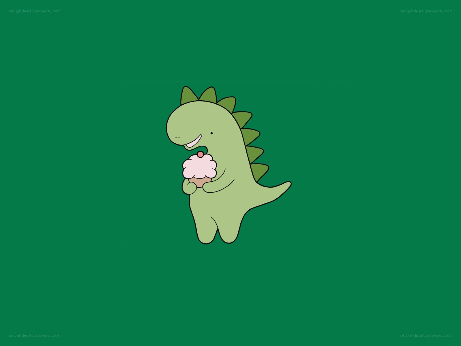 cute dinosaur eating cupcake