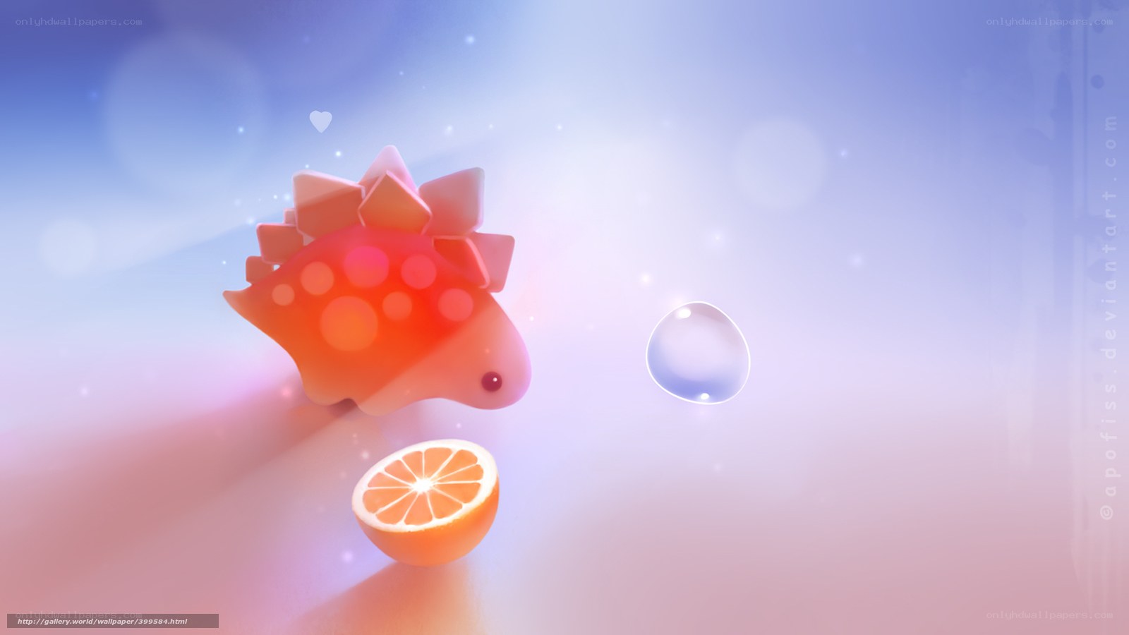 Cute dinosaur with orange slice