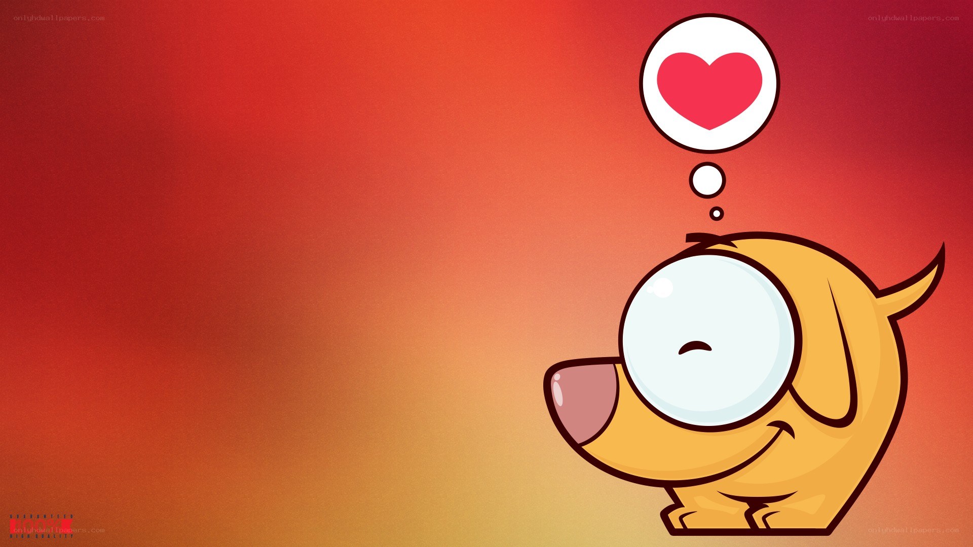 cute dog with heart thought
