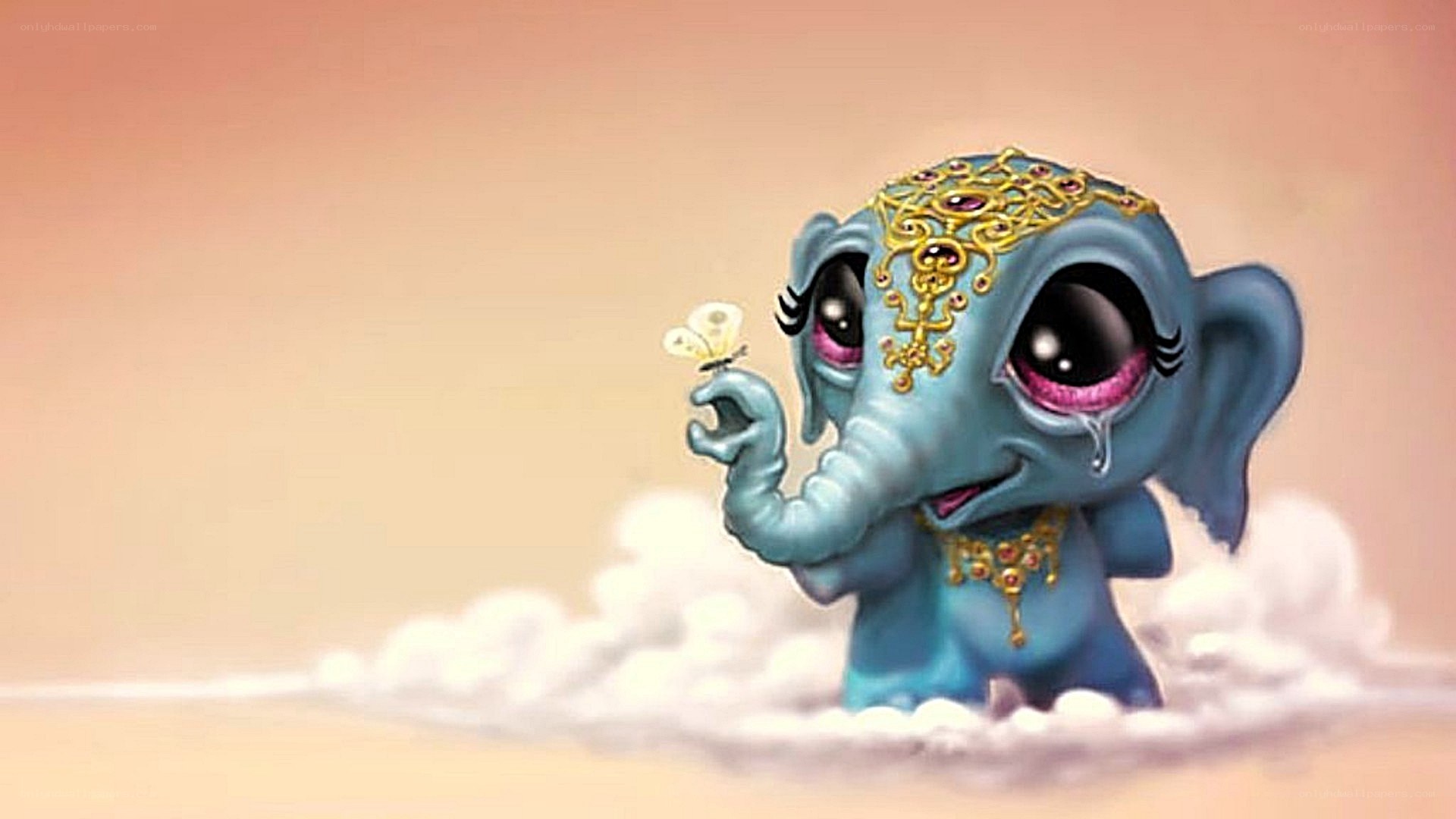 cute elephant with butterfly