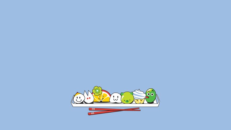 cute food characters on tray
