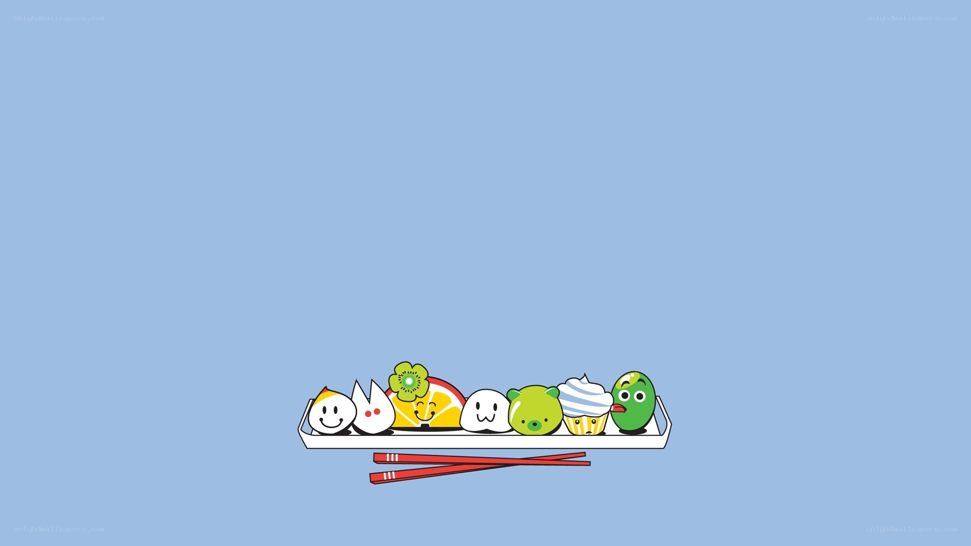 cute food characters on tray