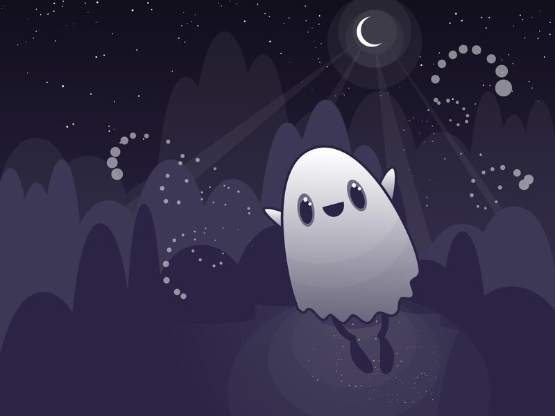 cute ghost under moonlight