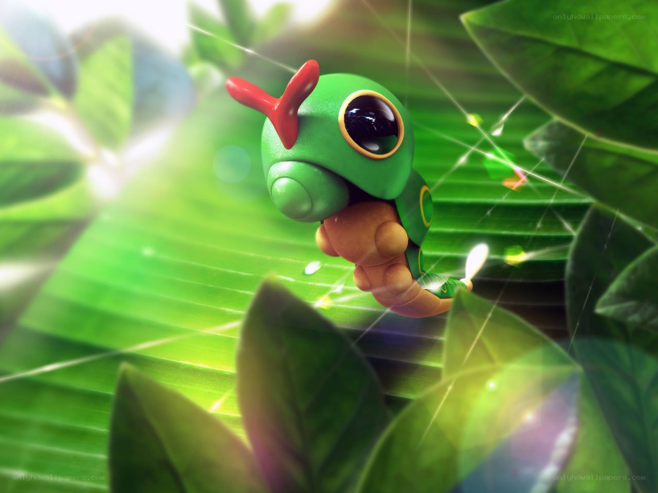 cute green caterpillar on leaf
