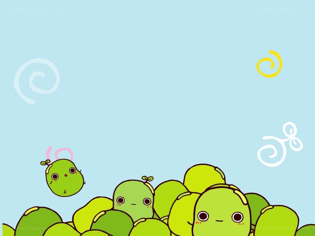 cute green characters in sky