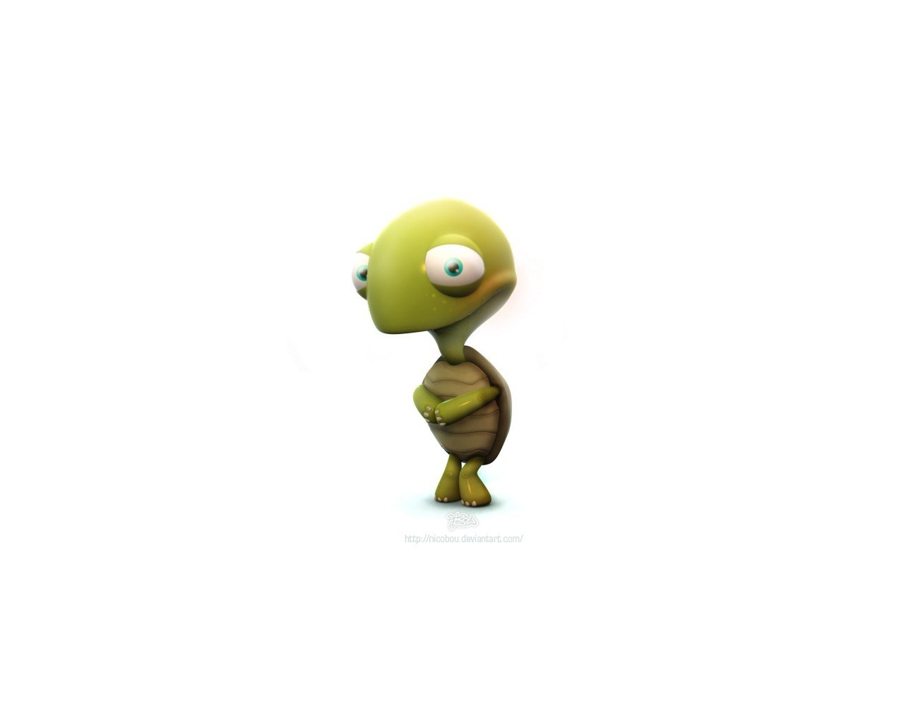 cute green turtle character