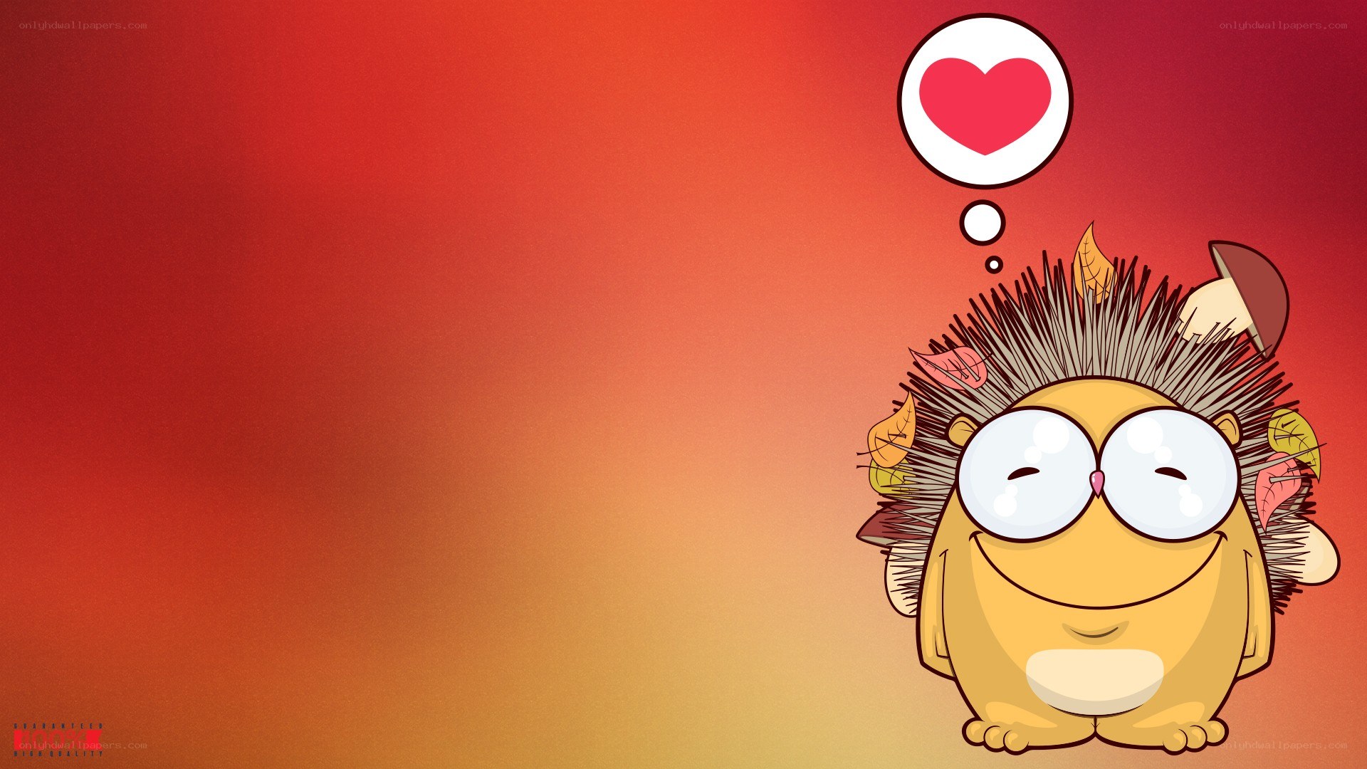 cute hedgehog with heart thought