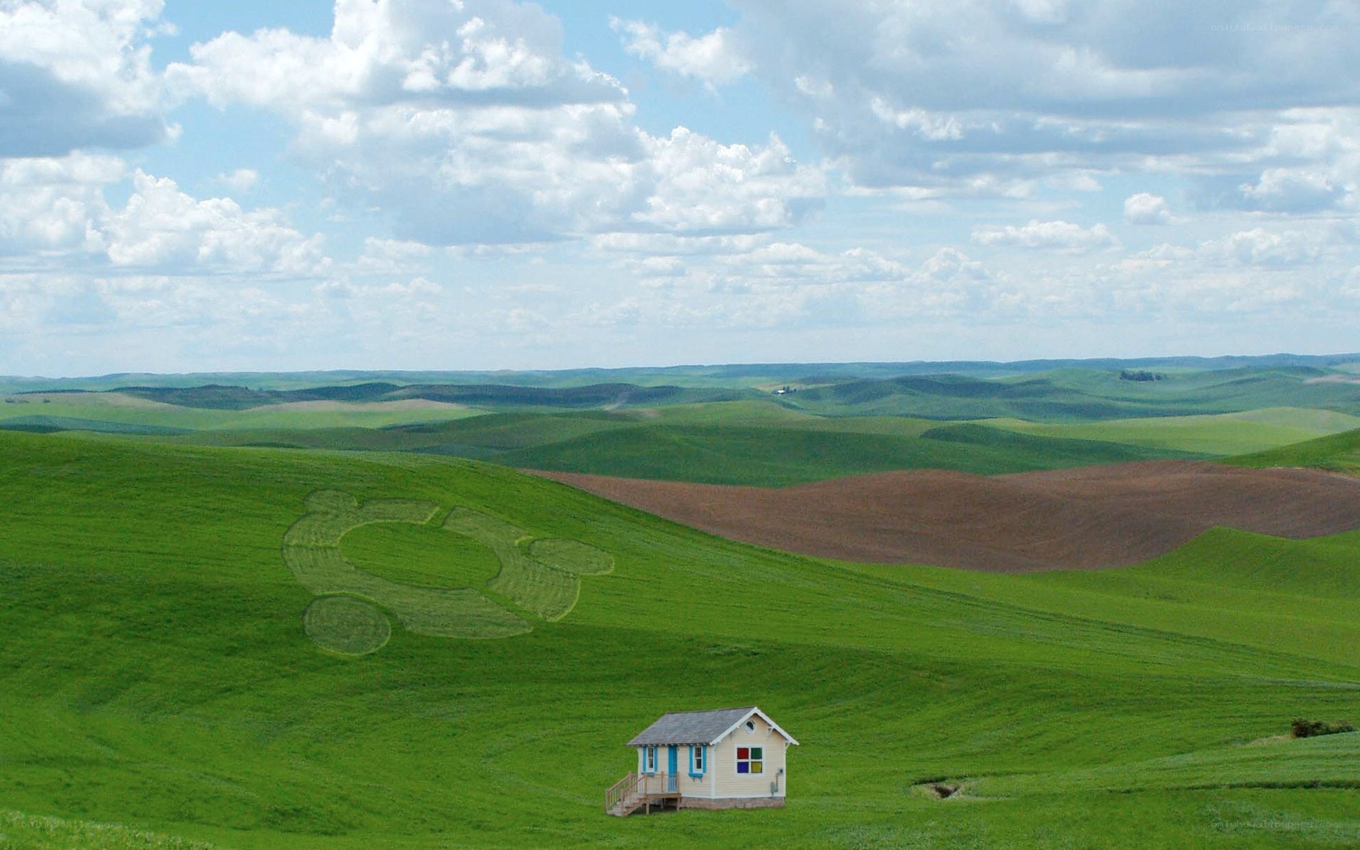 Cute house in green hills