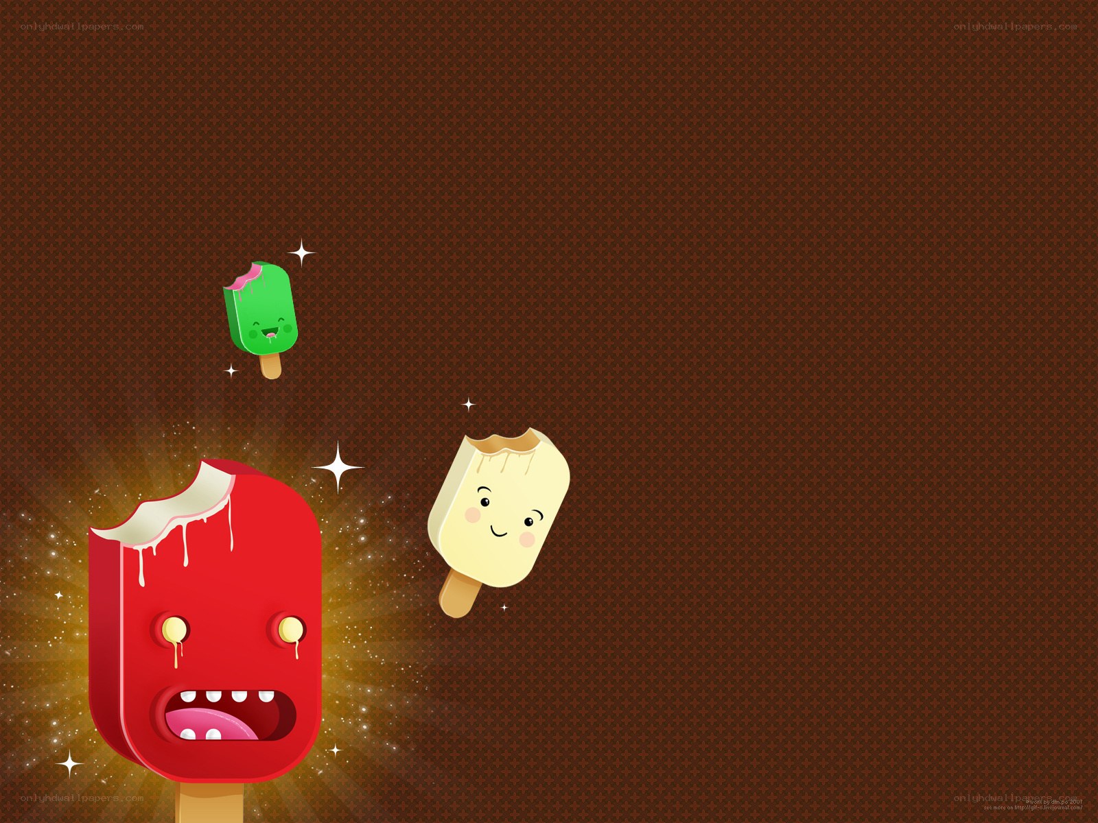 Cute ice cream monsters