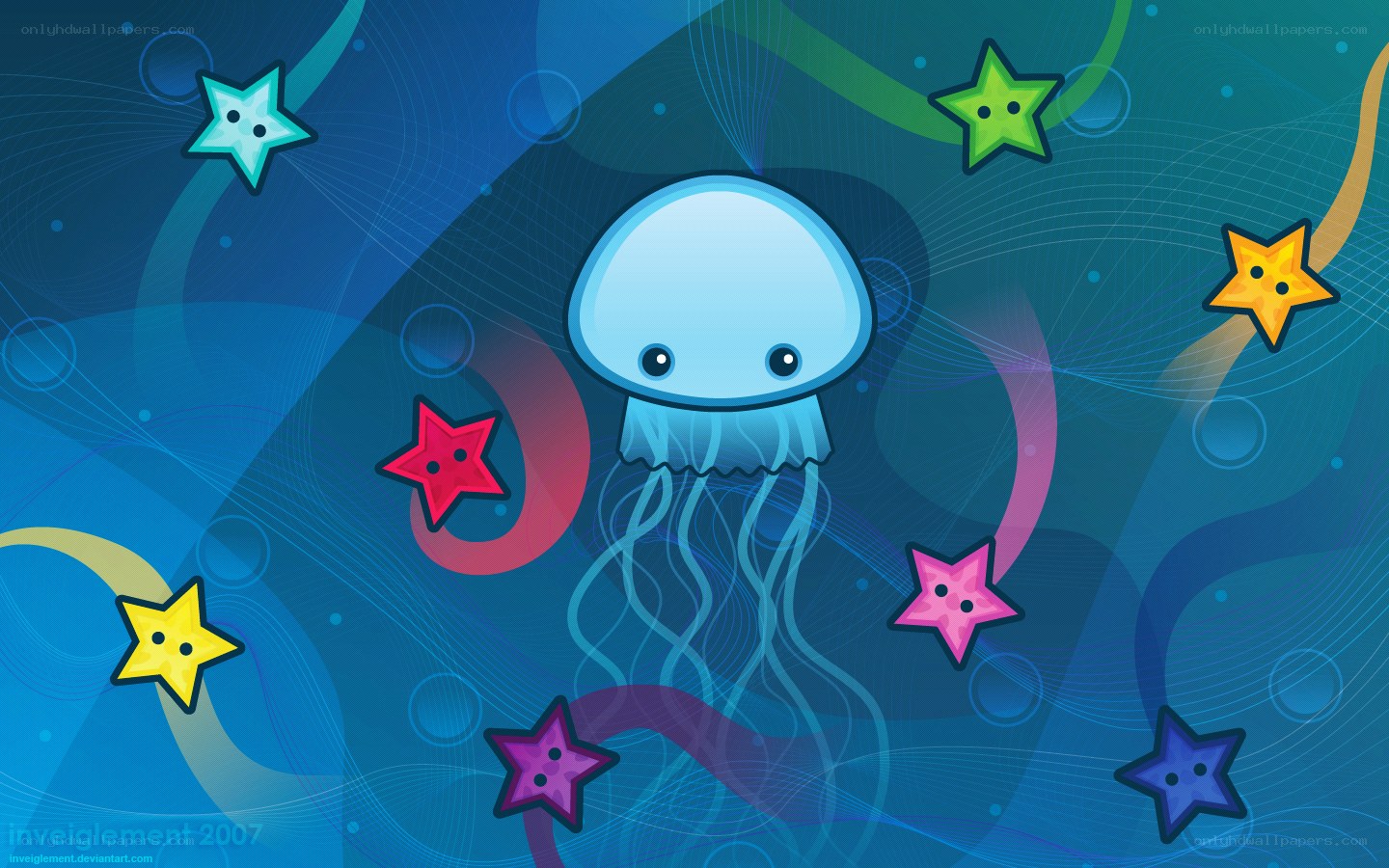 Cute jellyfish with stars