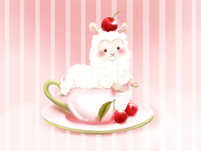Cute Lamb in Teacup