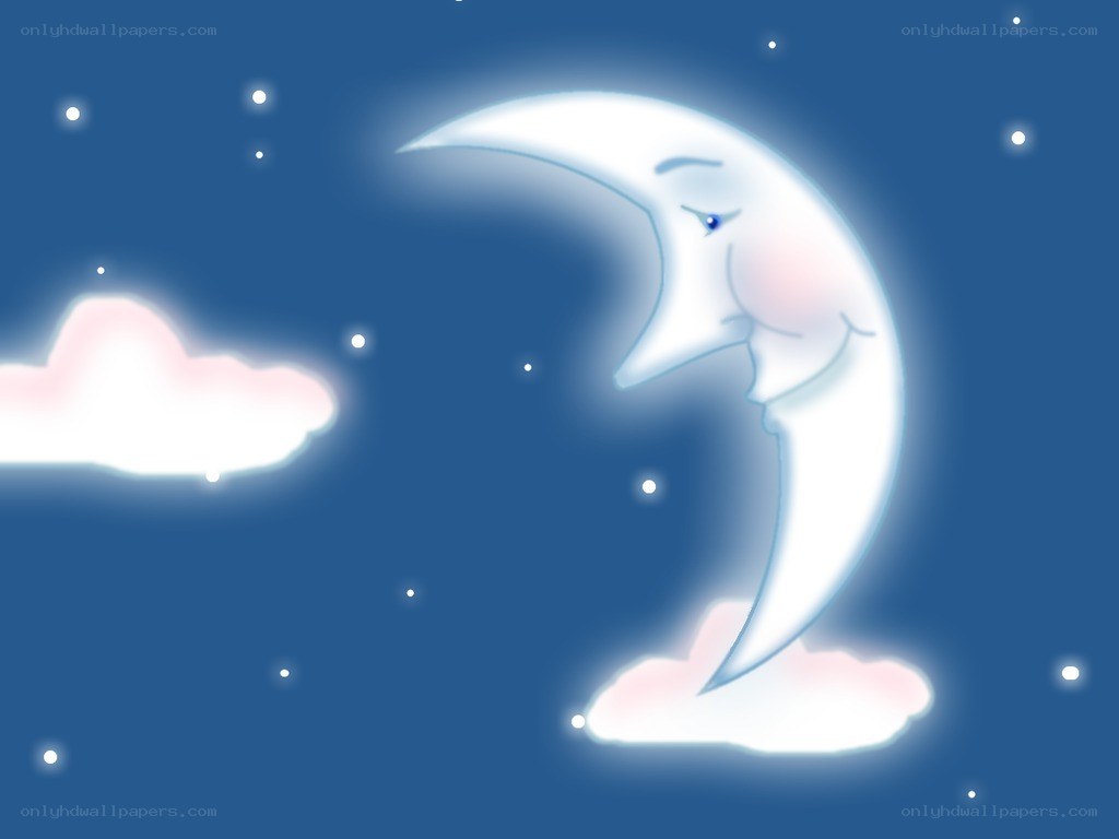 Cute moon in the night sky