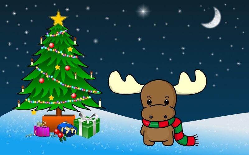Cute Moose in Snow — Green