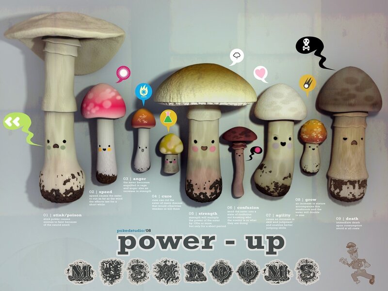 Cute Mushrooms with Powers