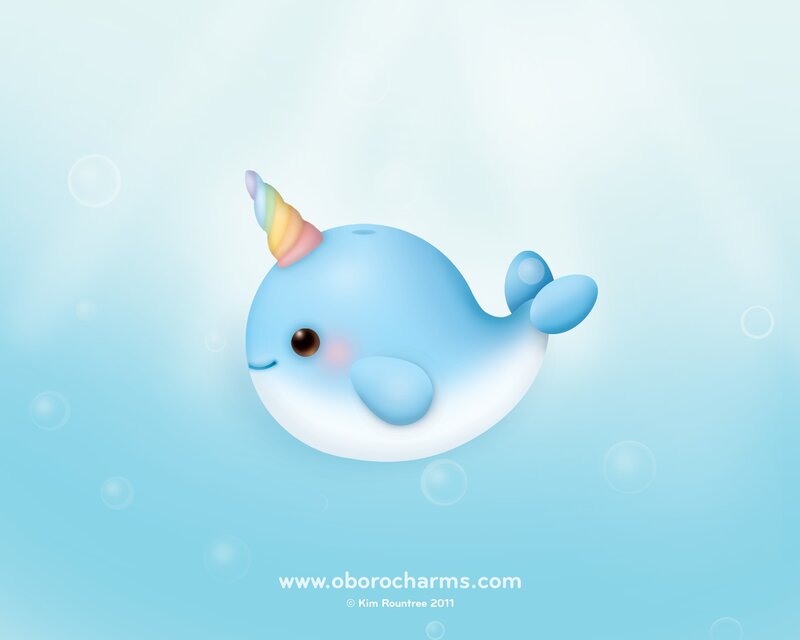Cute Narwhal with Rainbow Horn