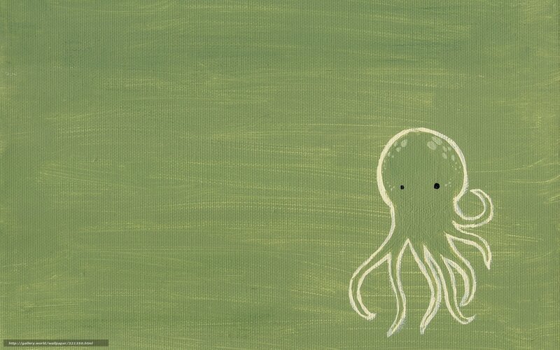 Cute octopus on green background